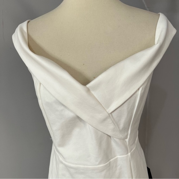 Lulu's white off shoulder fitted bodycon midi dress cocktail bridal evening - Picture 5 of 11